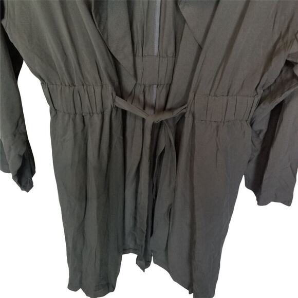 ASTR The Label Womens Tie Front Duster Trench Coat Sz M Relaxed Minimalist Olive - Picture 3 of 9